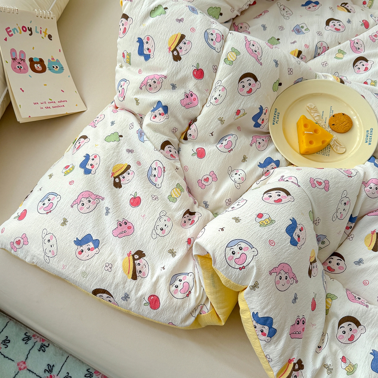 91家纺网 家纺一手货源 找家纺 桔禾家纺 2026新款云感有氧双层纱冬被抗菌被春秋被被子被芯 A类水洗双层皱皱纱冬被-好伙伴