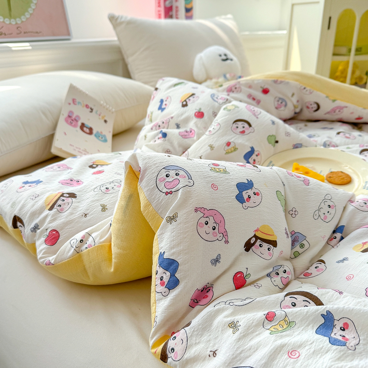 91家纺网 家纺一手货源 找家纺 桔禾家纺 2026新款云感有氧双层纱冬被抗菌被春秋被被子被芯 A类水洗双层皱皱纱冬被-好伙伴