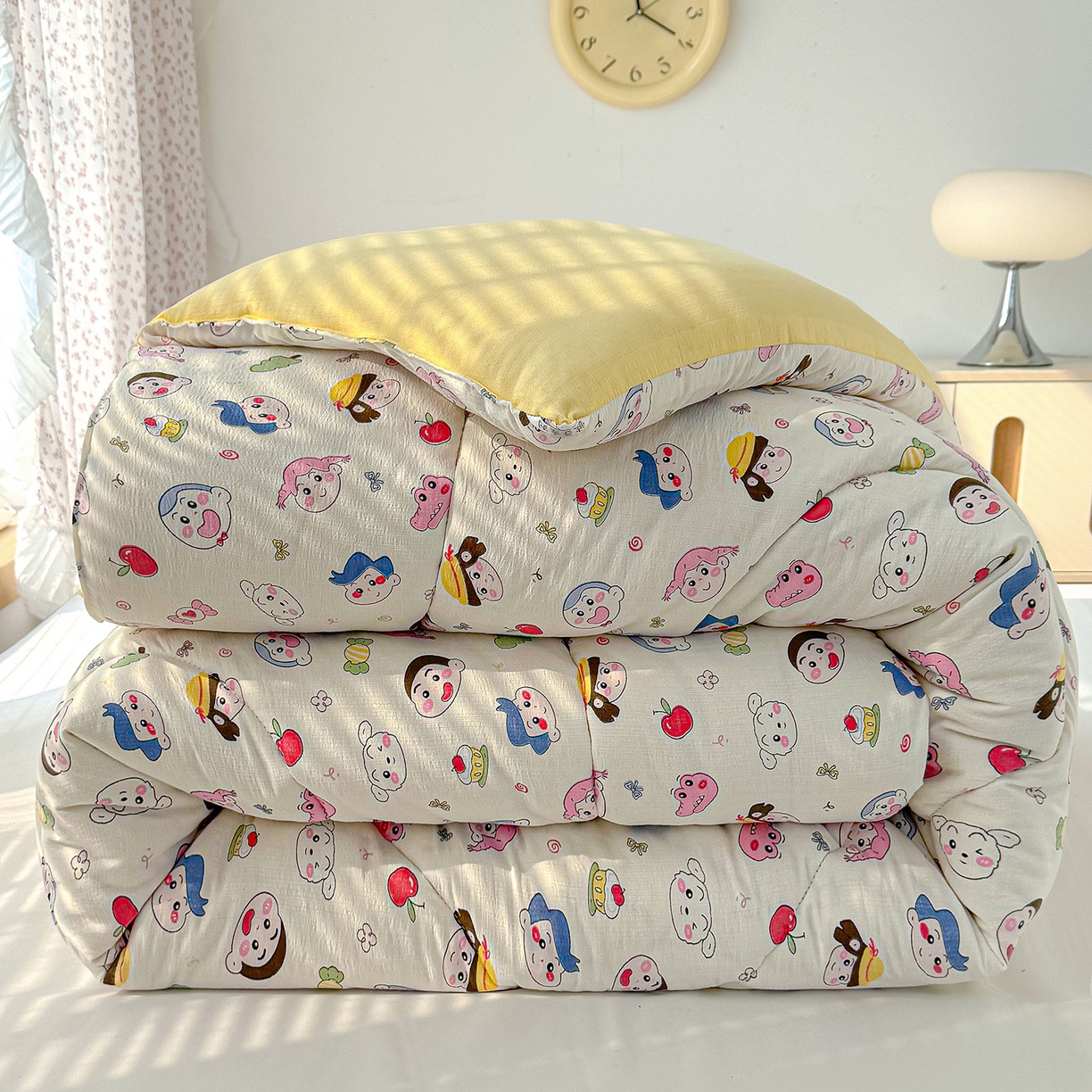 91家纺网 家纺一手货源 找家纺 桔禾家纺 2026新款云感有氧双层纱冬被抗菌被春秋被被子被芯 A类水洗双层皱皱纱冬被-好伙伴