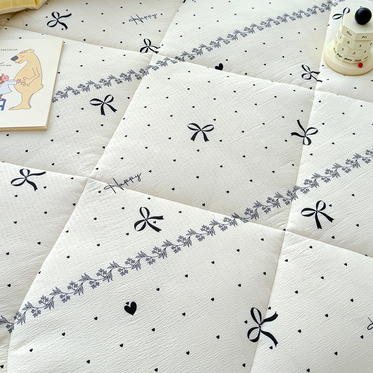 91家纺网 家纺一手货源 找家纺 桔禾家纺 2026新款云感有氧双层纱冬被抗菌被春秋被被子被芯 A类水洗双层皱皱纱冬被-蝴蝶结