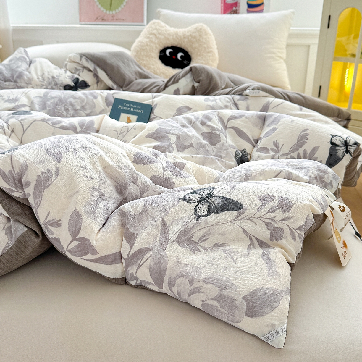 91家纺网 家纺一手货源 找家纺 桔禾家纺 2026新款云感有氧双层纱冬被抗菌被春秋被被子被芯 A类水洗双层皱皱纱冬被-回忆