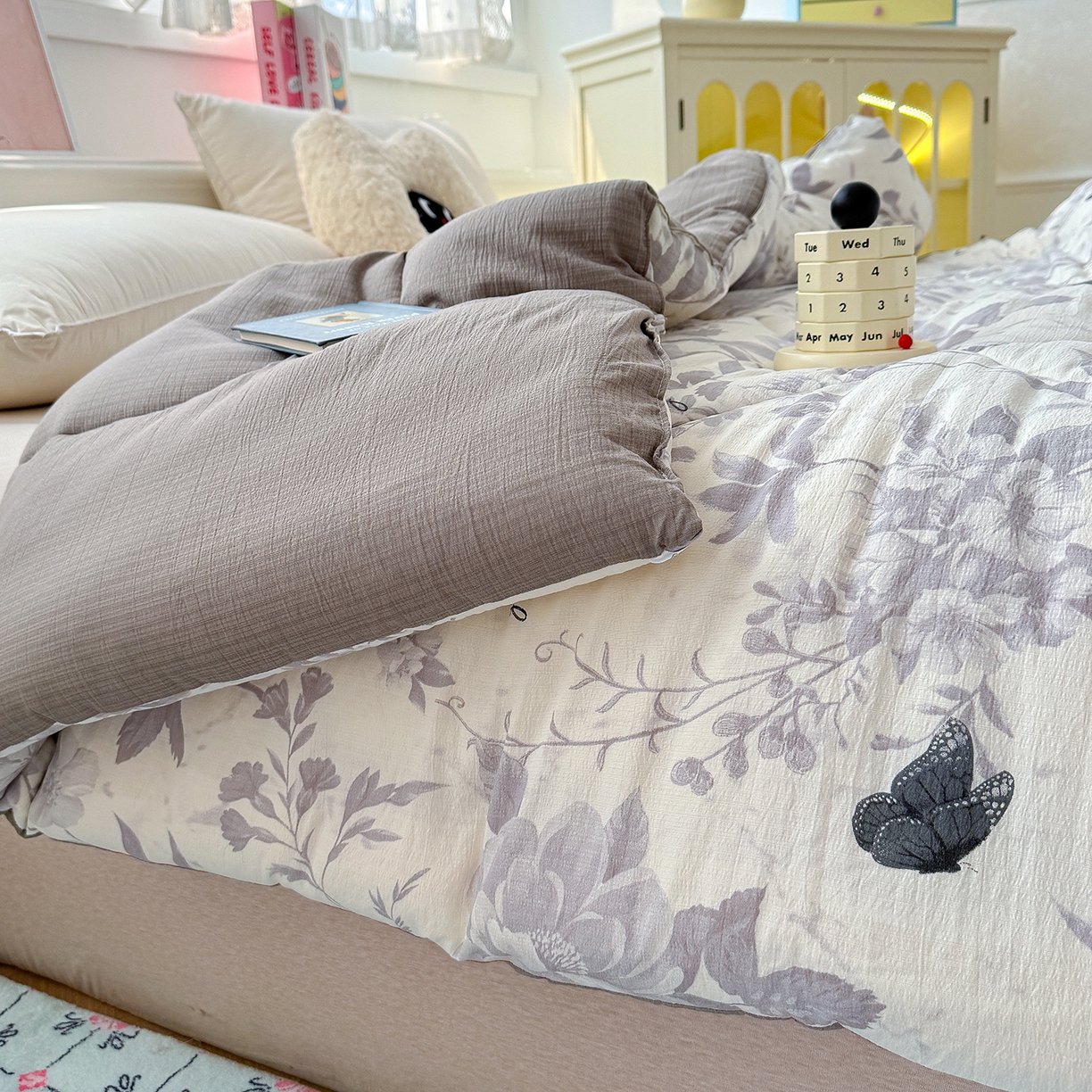 91家纺网 家纺一手货源 找家纺 桔禾家纺 2026新款云感有氧双层纱冬被抗菌被春秋被被子被芯 A类水洗双层皱皱纱冬被-回忆