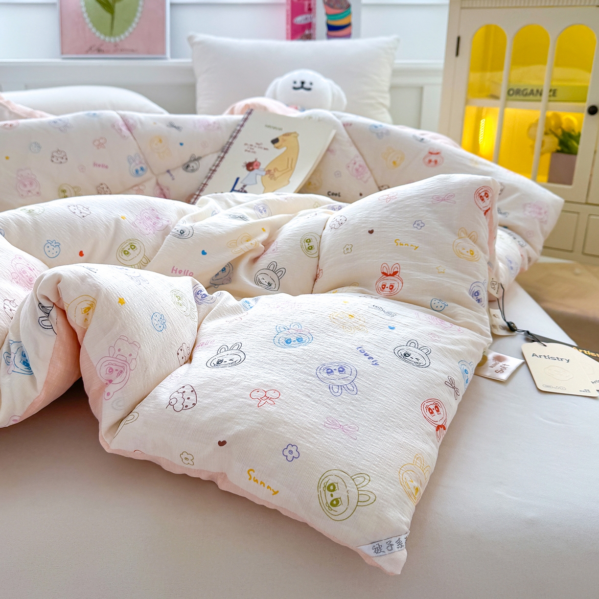 91家纺网 家纺一手货源 找家纺 桔禾家纺 2026新款云感有氧双层纱冬被抗菌被春秋被被子被芯 A类水洗双层皱皱纱冬被-拉布布