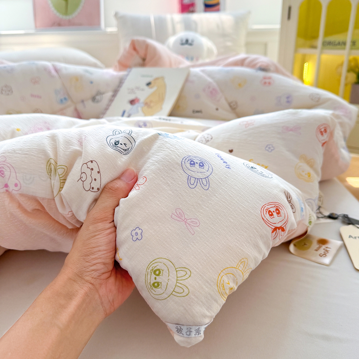 91家纺网 家纺一手货源 找家纺 桔禾家纺 2026新款云感有氧双层纱冬被抗菌被春秋被被子被芯 A类水洗双层皱皱纱冬被-拉布布