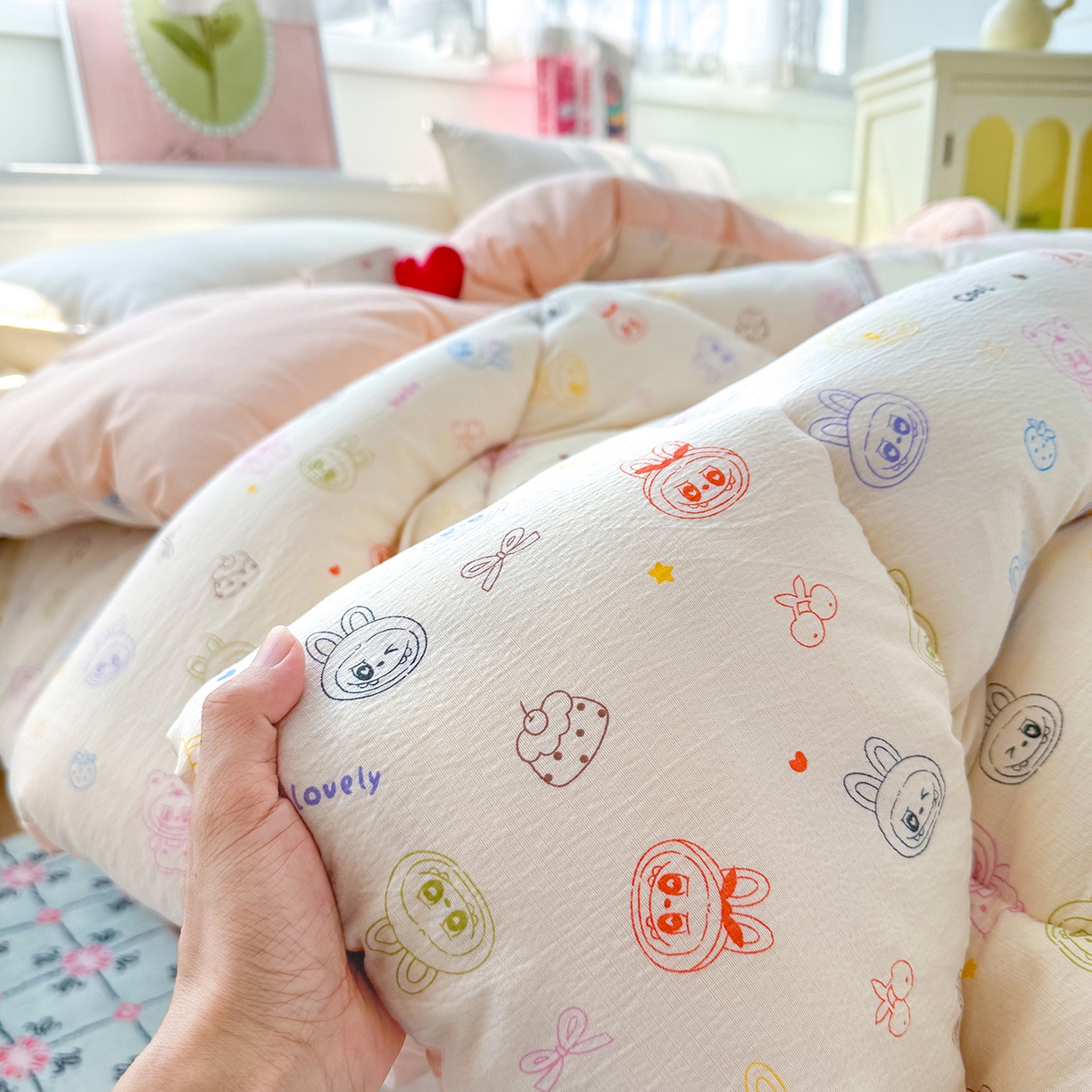 91家纺网 家纺一手货源 找家纺 桔禾家纺 2026新款云感有氧双层纱冬被抗菌被春秋被被子被芯 A类水洗双层皱皱纱冬被-拉布布