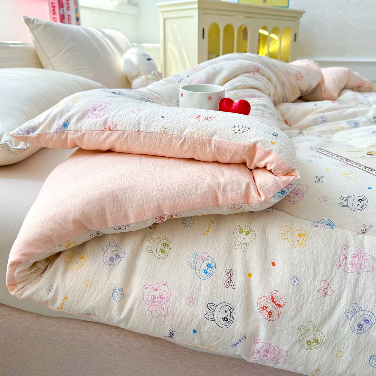 91家纺网 家纺一手货源 找家纺 桔禾家纺 2026新款云感有氧双层纱冬被抗菌被春秋被被子被芯 A类水洗双层皱皱纱冬被-拉布布