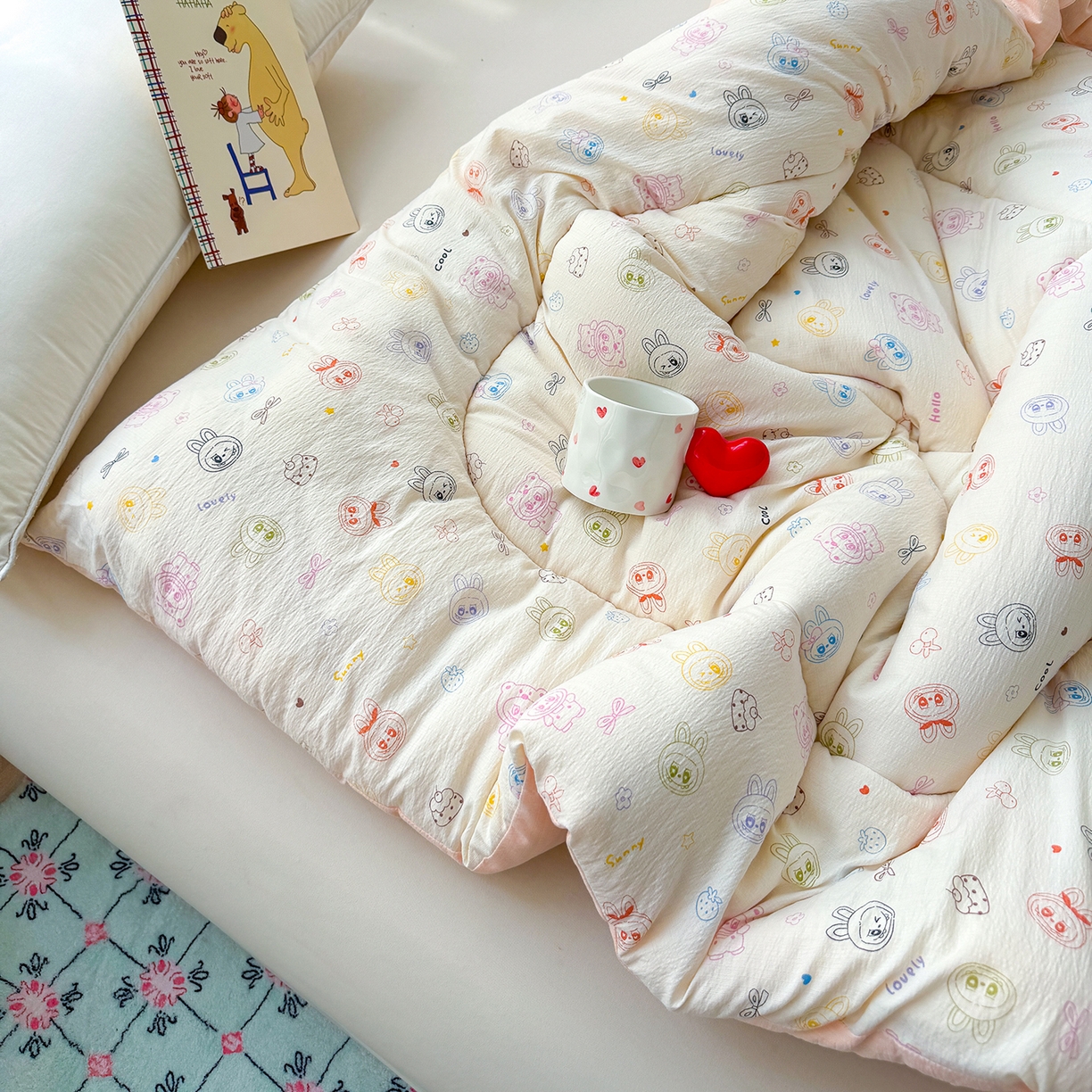 91家纺网 家纺一手货源 找家纺 桔禾家纺 2026新款云感有氧双层纱冬被抗菌被春秋被被子被芯 A类水洗双层皱皱纱冬被-拉布布