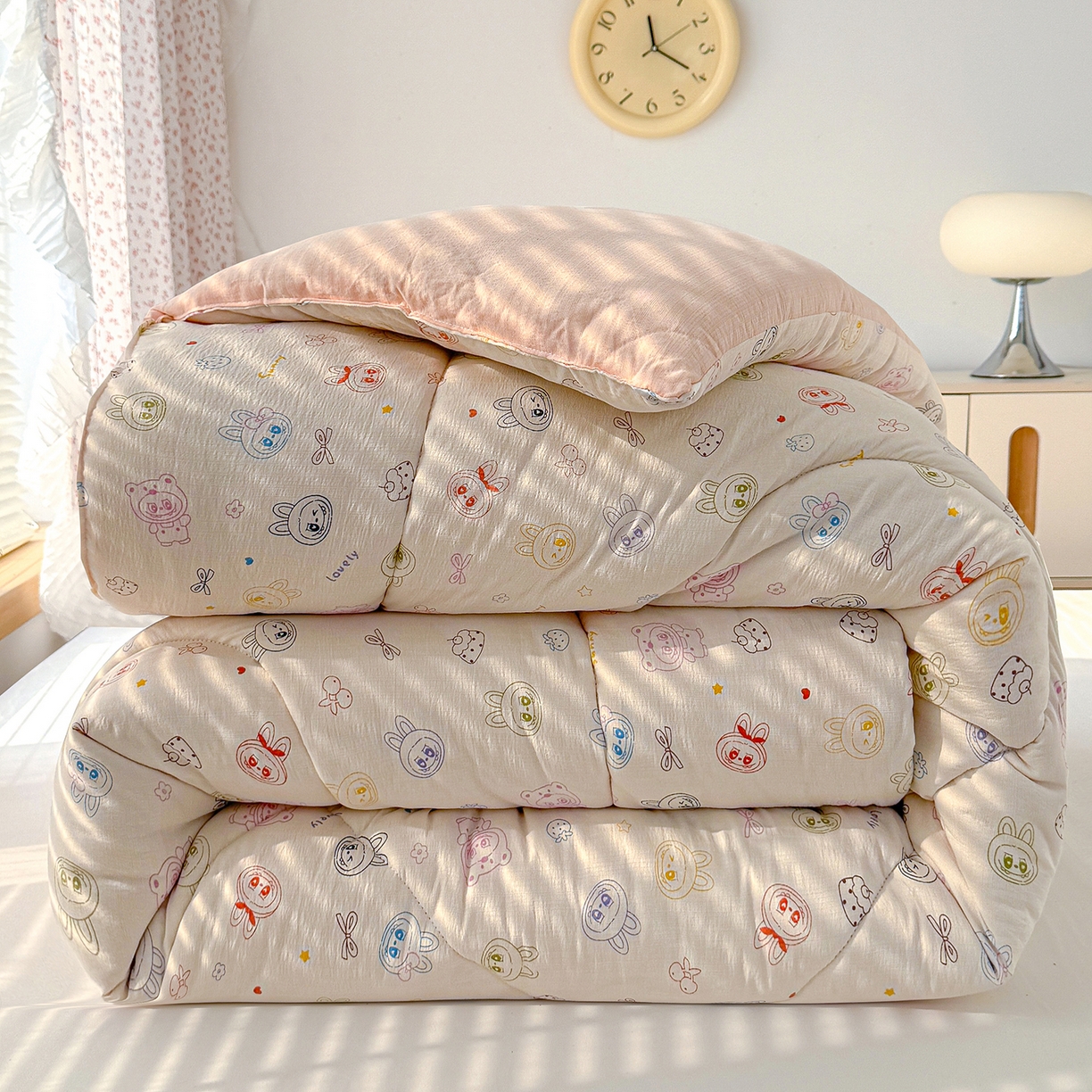 91家纺网 家纺一手货源 找家纺 桔禾家纺 2026新款云感有氧双层纱冬被抗菌被春秋被被子被芯 A类水洗双层皱皱纱冬被-拉布布