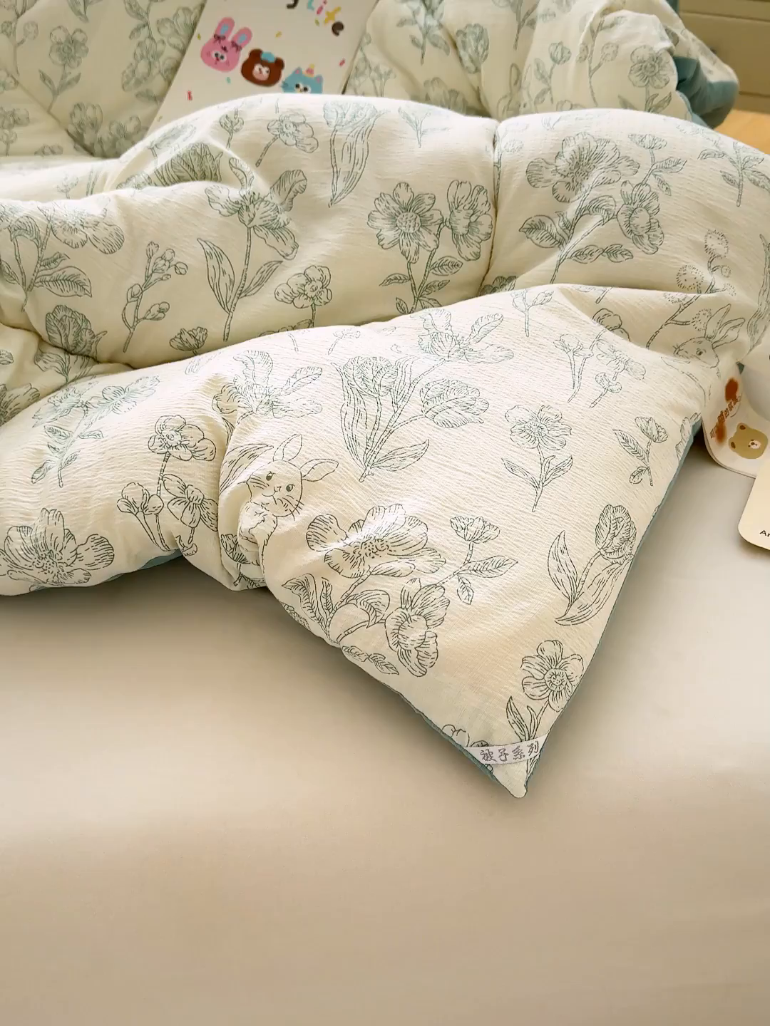 91家纺网 家纺一手货源 找家纺 桔禾家纺 2026新款云感有氧双层纱冬被抗菌被春秋被被子被芯 A类水洗双层皱皱纱冬被-兔羞日记
