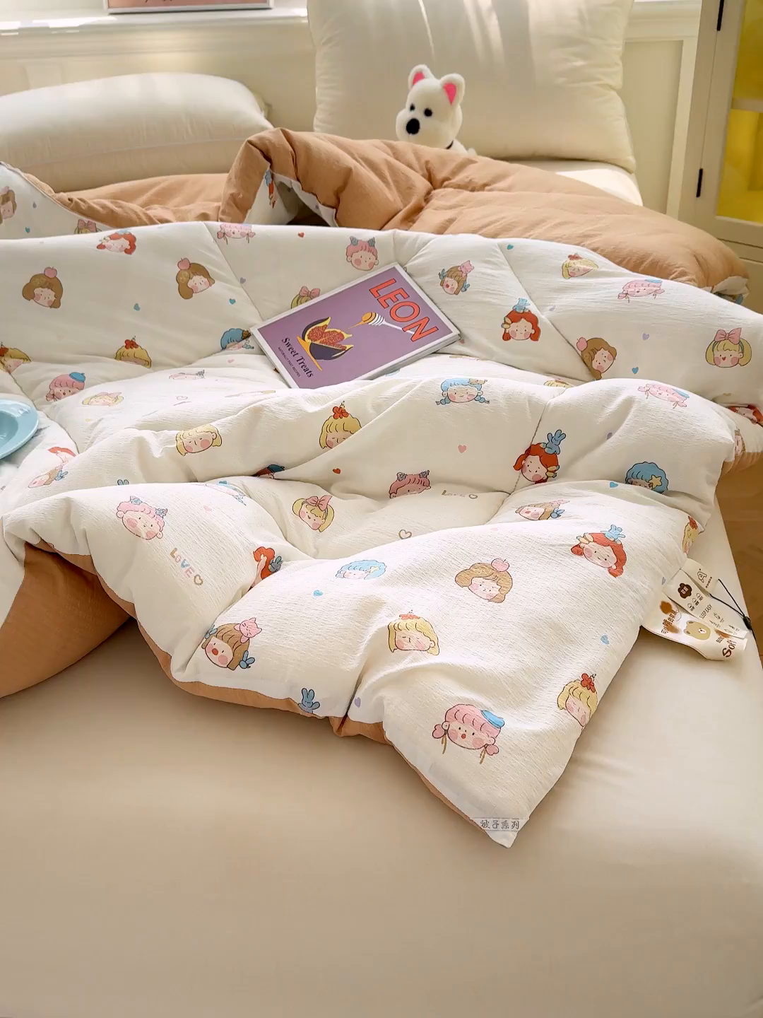 91家纺网 家纺一手货源 找家纺 桔禾家纺 2026新款云感有氧双层纱冬被抗菌被春秋被被子被芯 A类水洗双层皱皱纱冬被-小萝莉