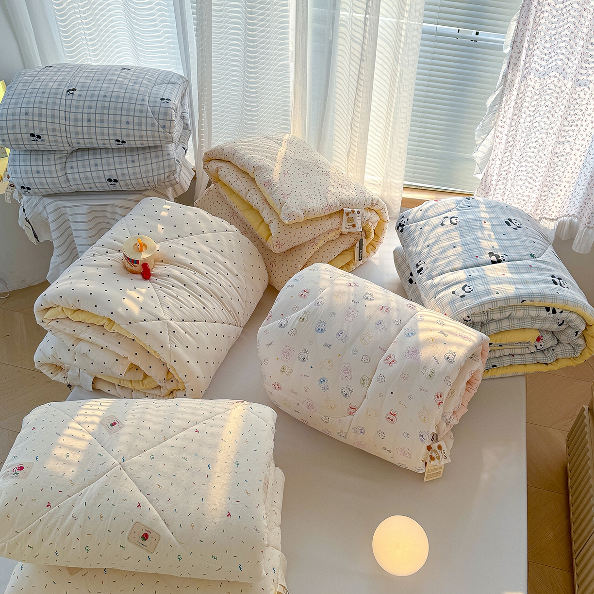 91家纺网 家纺一手货源 找家纺 桔禾家纺 2026新款云感有氧双层纱冬被抗菌被春秋被被子被芯 组合图