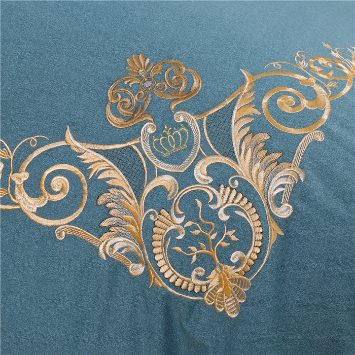 91家纺网 家纺一手货源 找家纺 浩情国际婚庆供货中心 2026新款秋冬60S高端全棉刺绣磨毛系列 北欧风情-蓝灰