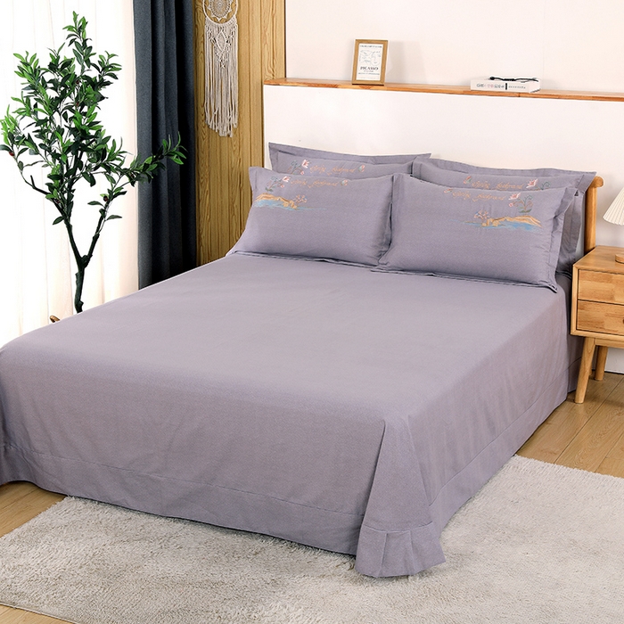 91家纺网 家纺一手货源 找家纺 浩情国际婚庆供货中心 2026新款秋冬60S高端全棉刺绣磨毛系列 翩翩蝶影-高级灰