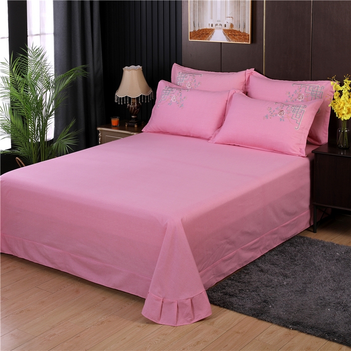 91家纺网 家纺一手货源 找家纺 浩情国际婚庆供货中心 2026新款秋冬60S高端全棉刺绣磨毛系列 花开满庭-樱花粉