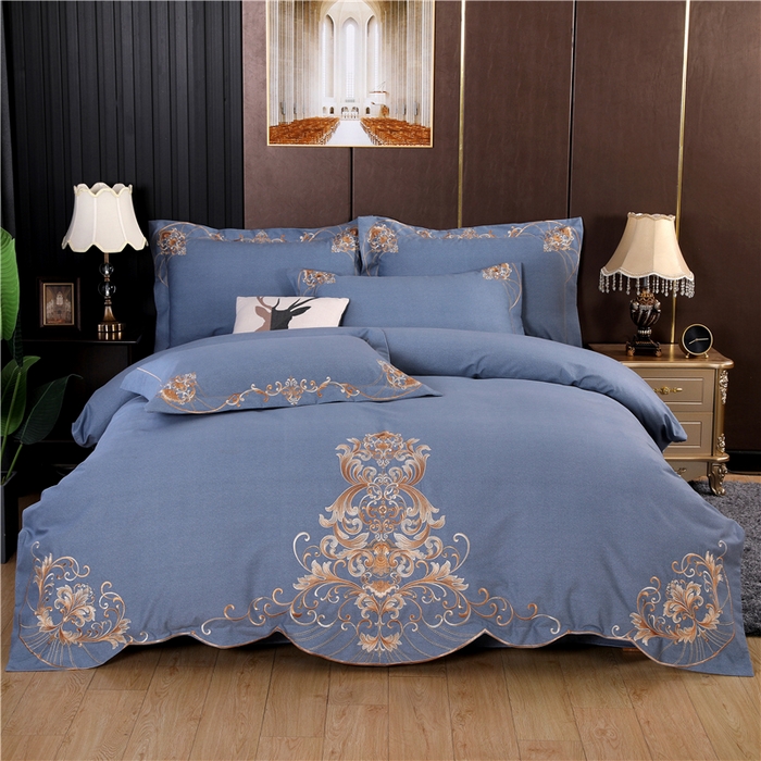 91家纺网 家纺一手货源 找家纺 浩情国际婚庆供货中心 2026新款秋冬60S高端全棉刺绣磨毛系列 斯威特-银灰