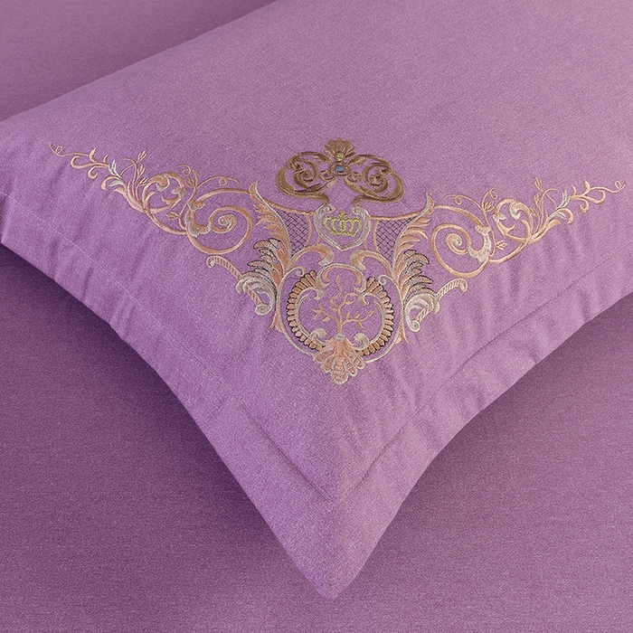 91家纺网 家纺一手货源 找家纺 浩情国际婚庆供货中心 2026新款秋冬60S高端全棉刺绣磨毛系列 北欧风情-紫豆沙