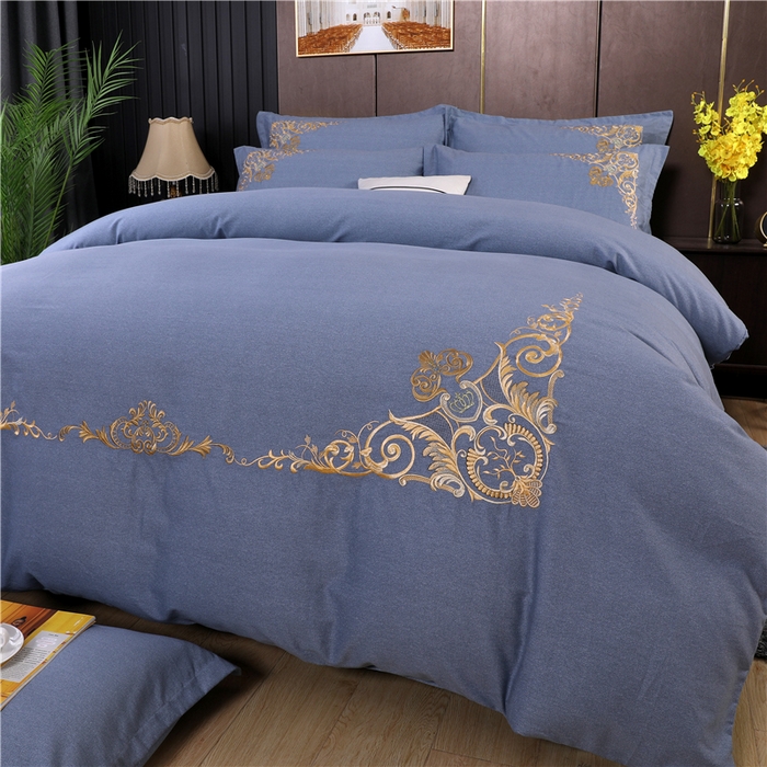 91家纺网 家纺一手货源 找家纺 浩情国际婚庆供货中心 2026新款秋冬60S高端全棉刺绣磨毛系列 北欧风情-银灰