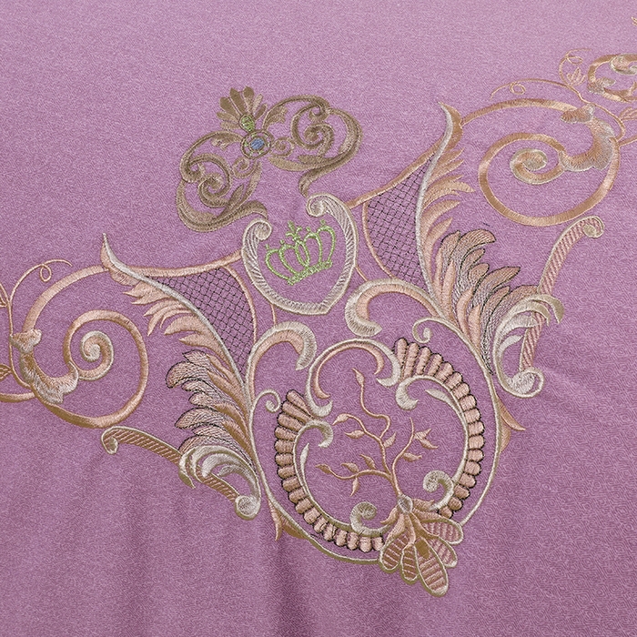 91家纺网 家纺一手货源 找家纺 浩情国际婚庆供货中心 2026新款秋冬60S高端全棉刺绣磨毛系列 北欧风情-紫豆沙