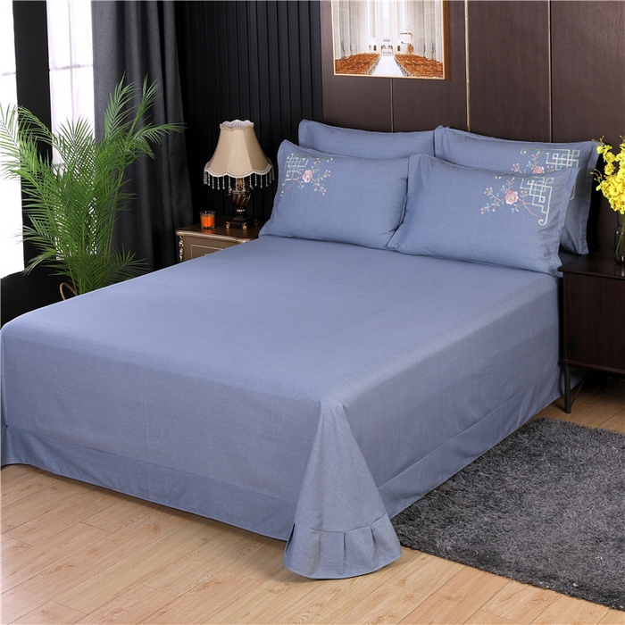 91家纺网 家纺一手货源 找家纺 浩情国际婚庆供货中心 2026新款秋冬60S高端全棉刺绣磨毛系列 花开满庭-银灰