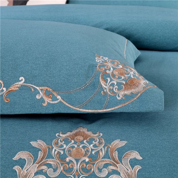 91家纺网 家纺一手货源 找家纺 浩情国际婚庆供货中心 2026新款秋冬60S高端全棉刺绣磨毛系列 斯威特-蓝灰