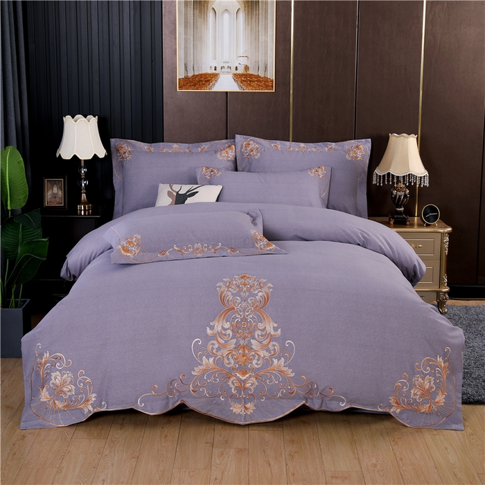 浩情国际婚庆供货中心 2026新款秋冬60S高端全棉刺绣磨毛系列 斯威特-气质灰