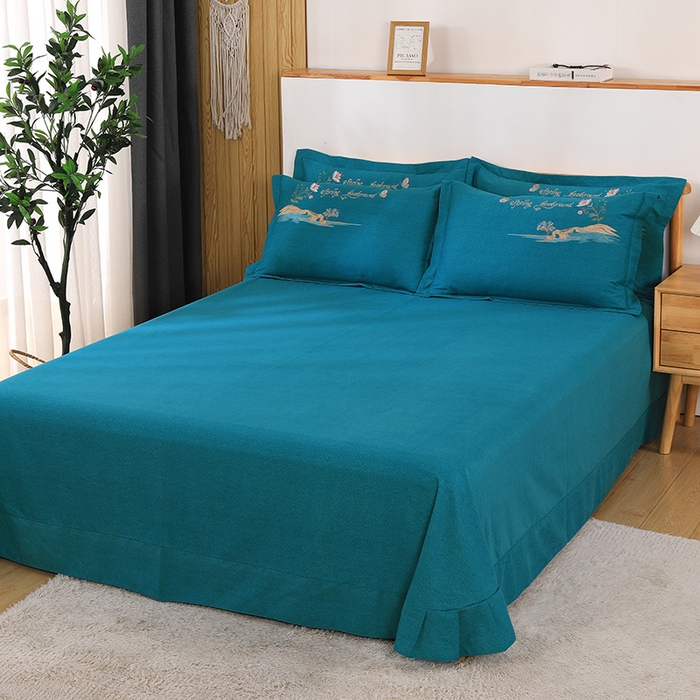 91家纺网 家纺一手货源 找家纺 浩情国际婚庆供货中心 2026新款秋冬60S高端全棉刺绣磨毛系列 翩翩蝶影-宝石蓝