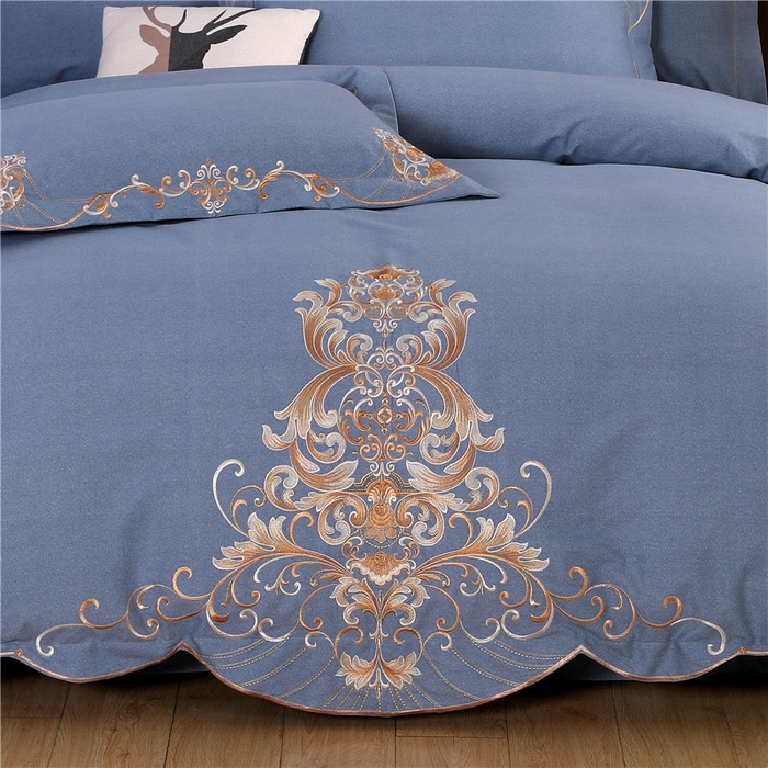 91家纺网 家纺一手货源 找家纺 浩情国际婚庆供货中心 2026新款秋冬60S高端全棉刺绣磨毛系列 斯威特-银灰