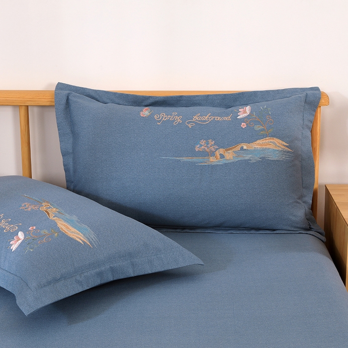 91家纺网 家纺一手货源 找家纺 浩情国际婚庆供货中心 2026新款秋冬60S高端全棉刺绣磨毛系列 翩翩蝶影-银灰