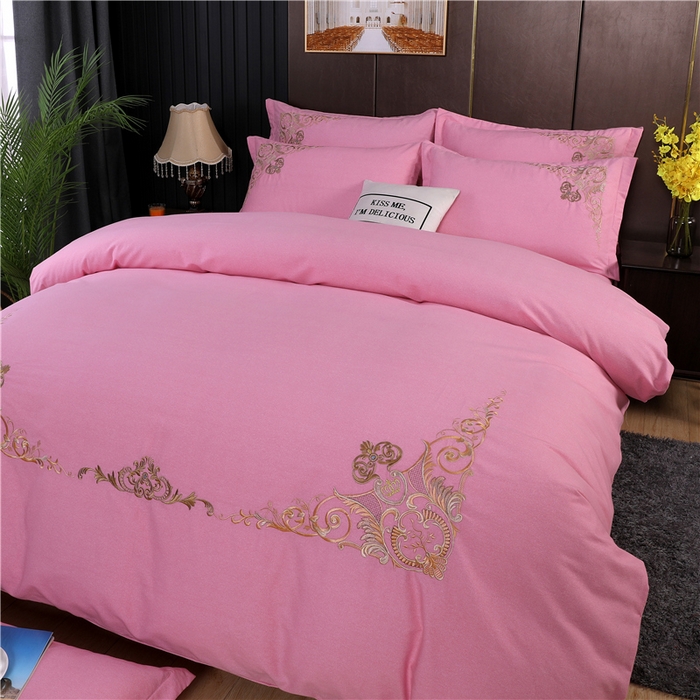 91家纺网 家纺一手货源 找家纺 浩情国际婚庆供货中心 2026新款秋冬60S高端全棉刺绣磨毛系列 ‌北欧风情-樱花粉