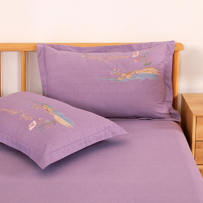 91家纺网 家纺一手货源 找家纺 浩情国际婚庆供货中心 2026新款秋冬60S高端全棉刺绣磨毛系列 翩翩蝶影-浪漫紫