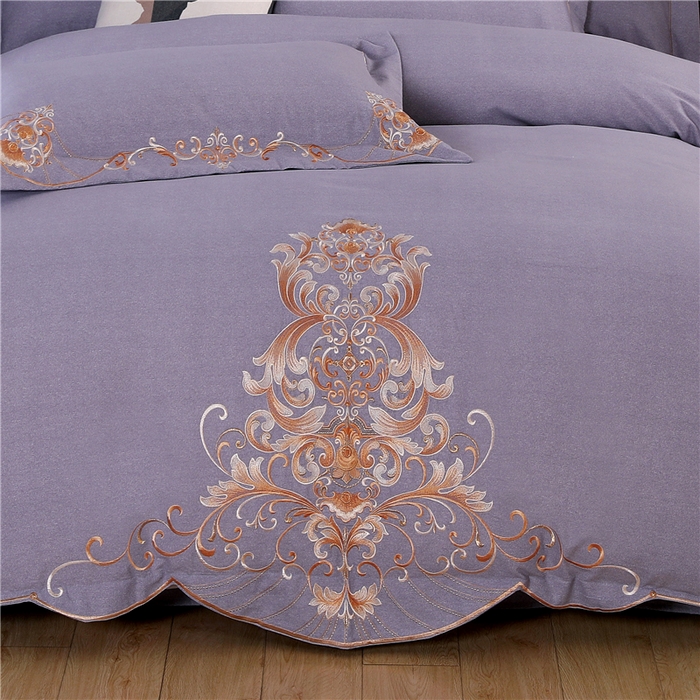 91家纺网 家纺一手货源 找家纺 浩情国际婚庆供货中心 2026新款秋冬60S高端全棉刺绣磨毛系列 斯威特-气质灰