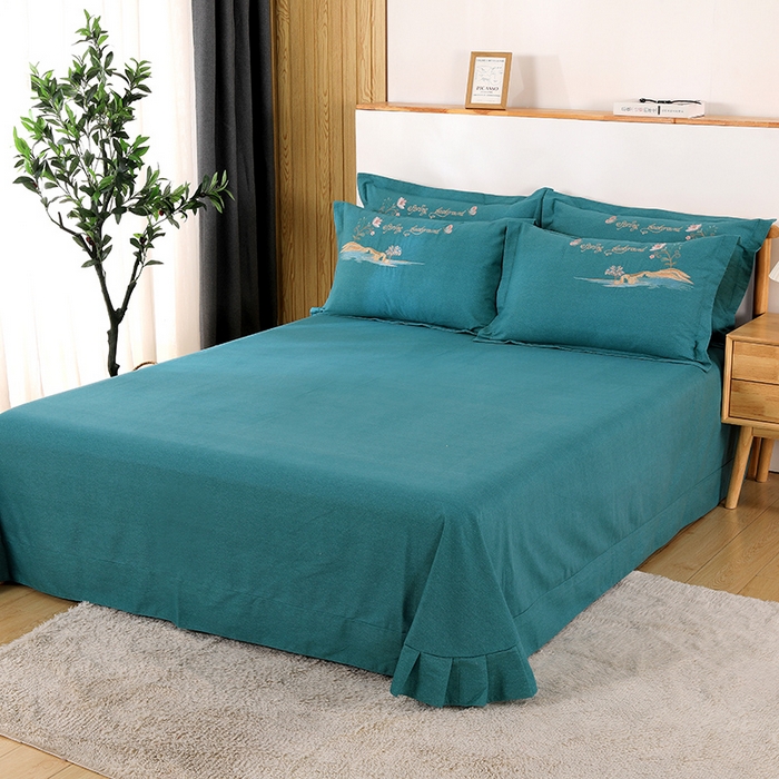 91家纺网 家纺一手货源 找家纺 浩情国际婚庆供货中心 2026新款秋冬60S高端全棉刺绣磨毛系列 翩翩蝶影-淡雅绿