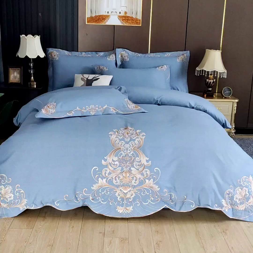 91家纺网 家纺一手货源 找家纺 浩情国际婚庆供货中心 2026新款秋冬60S高端全棉刺绣磨毛系列 斯威特-银灰