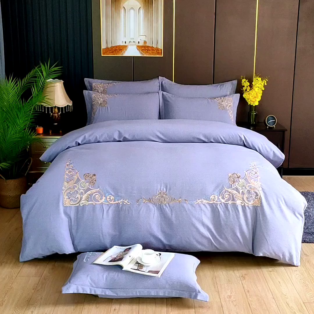 91家纺网 家纺一手货源 找家纺 浩情国际婚庆供货中心 2026新款秋冬60S高端全棉刺绣磨毛系列 北欧风情-气质灰