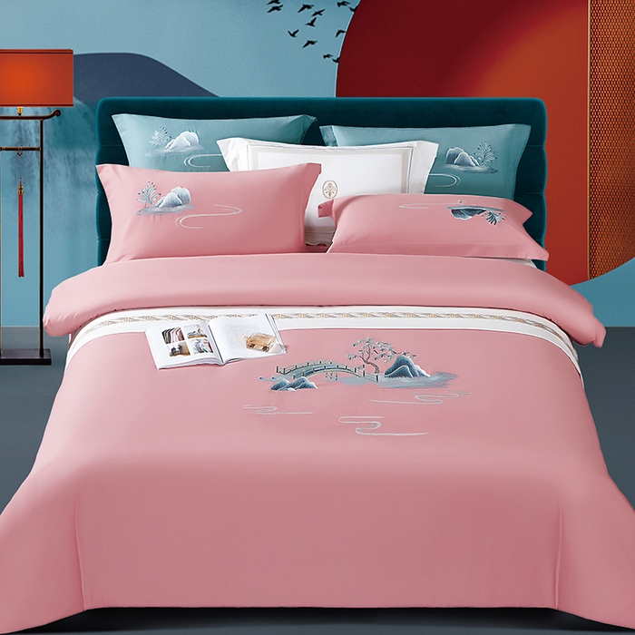 91家纺网 家纺一手货源 找家纺 （总）浩情国际婚庆供货中心 2026新品- 秋冬高支密全棉长绒棉磨毛高端刺绣系列四件套