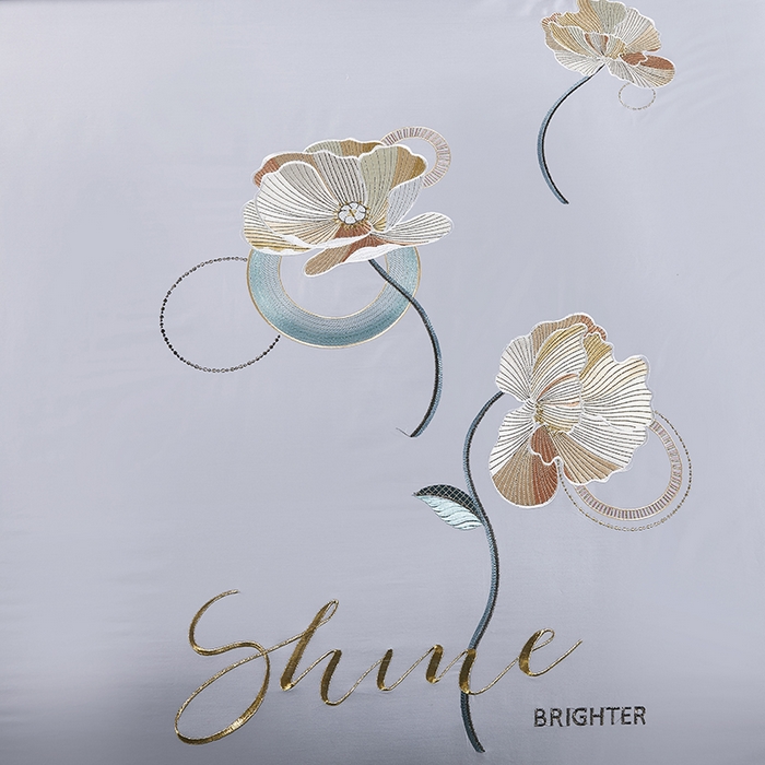 91家纺网 家纺一手货源 找家纺 浩情国际婚庆供货中心 2026新品- 秋冬高支密全棉长绒棉磨毛高端刺绣系列四件套 轻曼-银灰