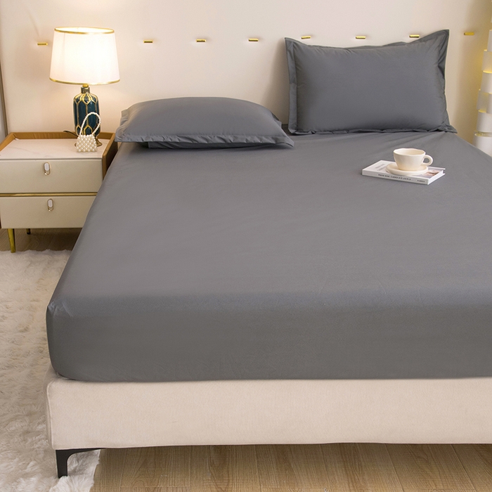 91家纺网 家纺一手货源 找家纺 茗婷家纺 2026新款供跨境外贸纯色印花防水床笠 深灰