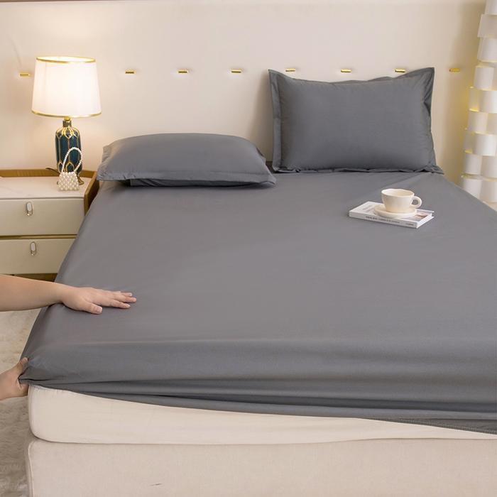 91家纺网 家纺一手货源 找家纺 茗婷家纺 2026新款供跨境外贸纯色印花防水床笠 深灰