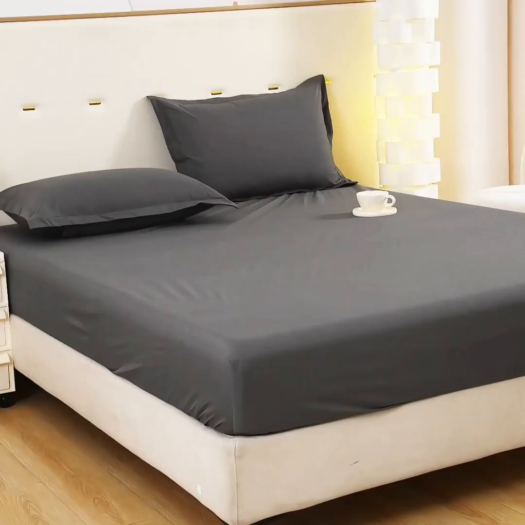 91家纺网 家纺一手货源 找家纺 茗婷家纺 2026新款供跨境外贸纯色印花防水床笠 深灰