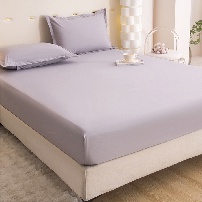 91家纺网 家纺一手货源 找家纺 茗婷家纺 2025新款供跨境外贸纯色印花防水床笠 浅灰