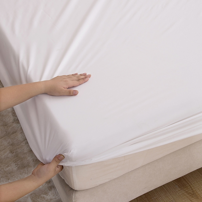 91家纺网 家纺一手货源 找家纺 茗婷家纺 2025新款供跨境外贸纯色印花防水床笠 纯白