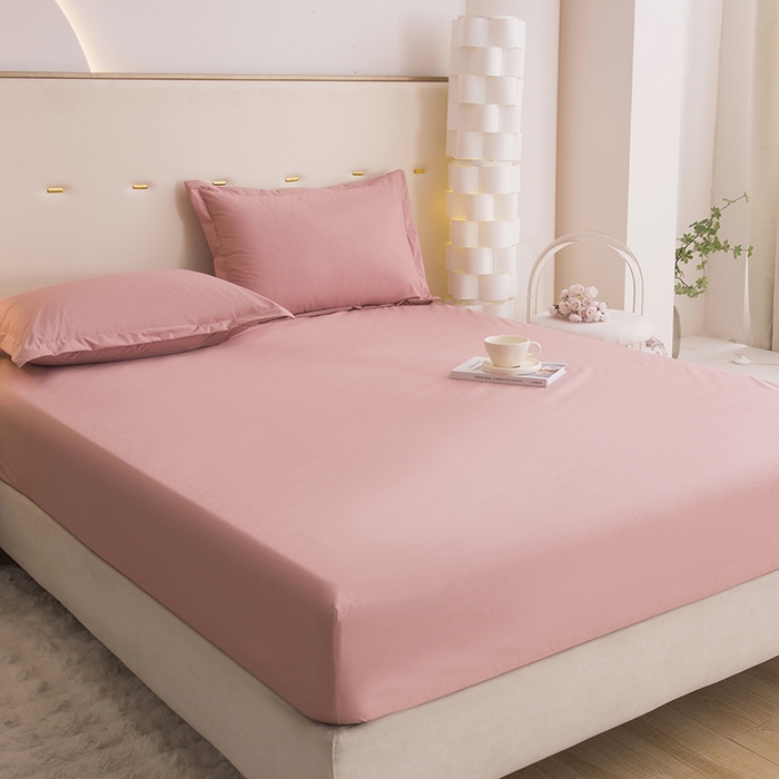 91家纺网 家纺一手货源 找家纺 茗婷家纺 2026新款供跨境外贸纯色印花防水床笠 豆沙