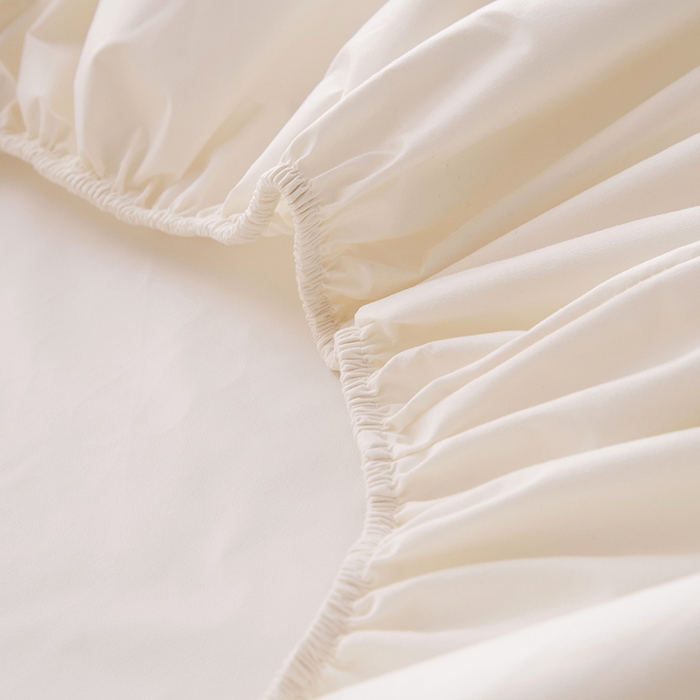 91家纺网 家纺一手货源 找家纺 茗婷家纺 2026新款供跨境外贸纯色印花防水床笠 米白