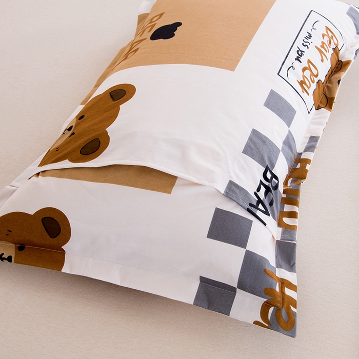 91家纺网 家纺一手货源 找家纺 茗婷家纺 2025新款供跨境外贸纯色印花防水床笠 比尔熊