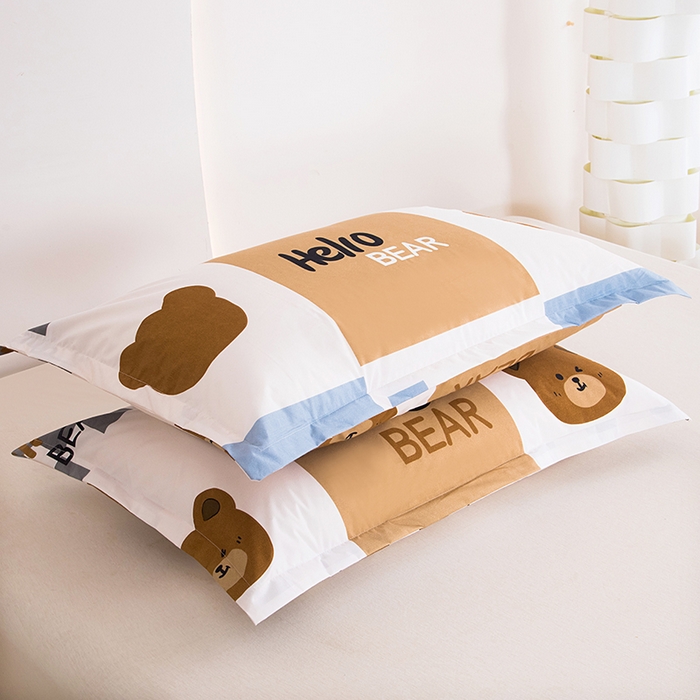 91家纺网 家纺一手货源 找家纺 茗婷家纺 2025新款供跨境外贸纯色印花防水床笠 比尔熊