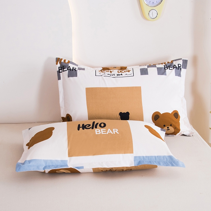 91家纺网 家纺一手货源 找家纺 茗婷家纺 2025新款供跨境外贸纯色印花防水床笠 比尔熊