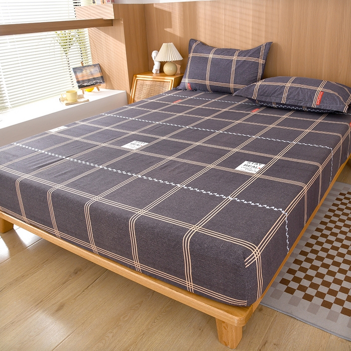 茗婷家纺 2025新款供跨境外贸纯色印花防水床笠 菲尔灰