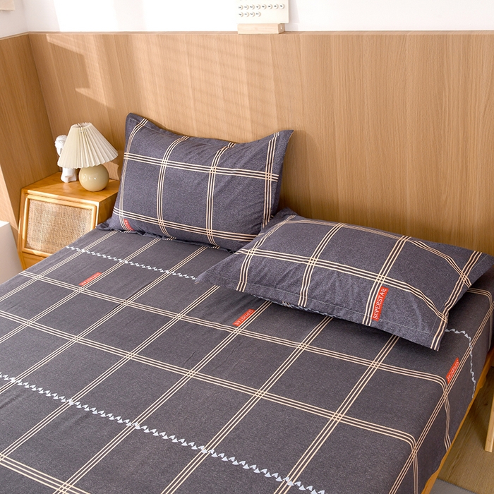 91家纺网 家纺一手货源 找家纺 茗婷家纺 2025新款供跨境外贸纯色印花防水床笠 菲尔灰