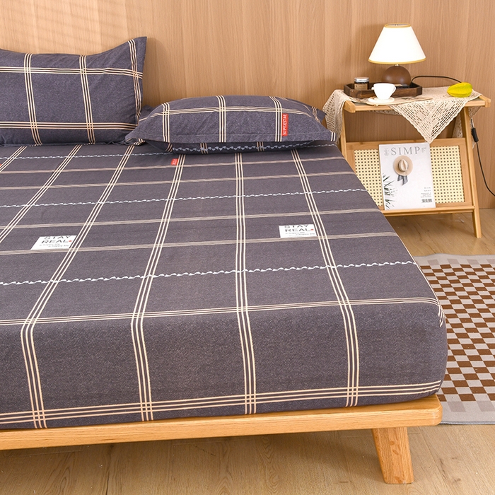 91家纺网 家纺一手货源 找家纺 茗婷家纺 2025新款供跨境外贸纯色印花防水床笠 菲尔灰