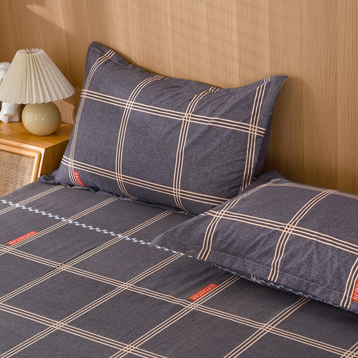 91家纺网 家纺一手货源 找家纺 茗婷家纺 2025新款供跨境外贸纯色印花防水床笠 菲尔灰